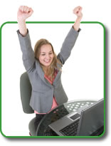 happy computer user